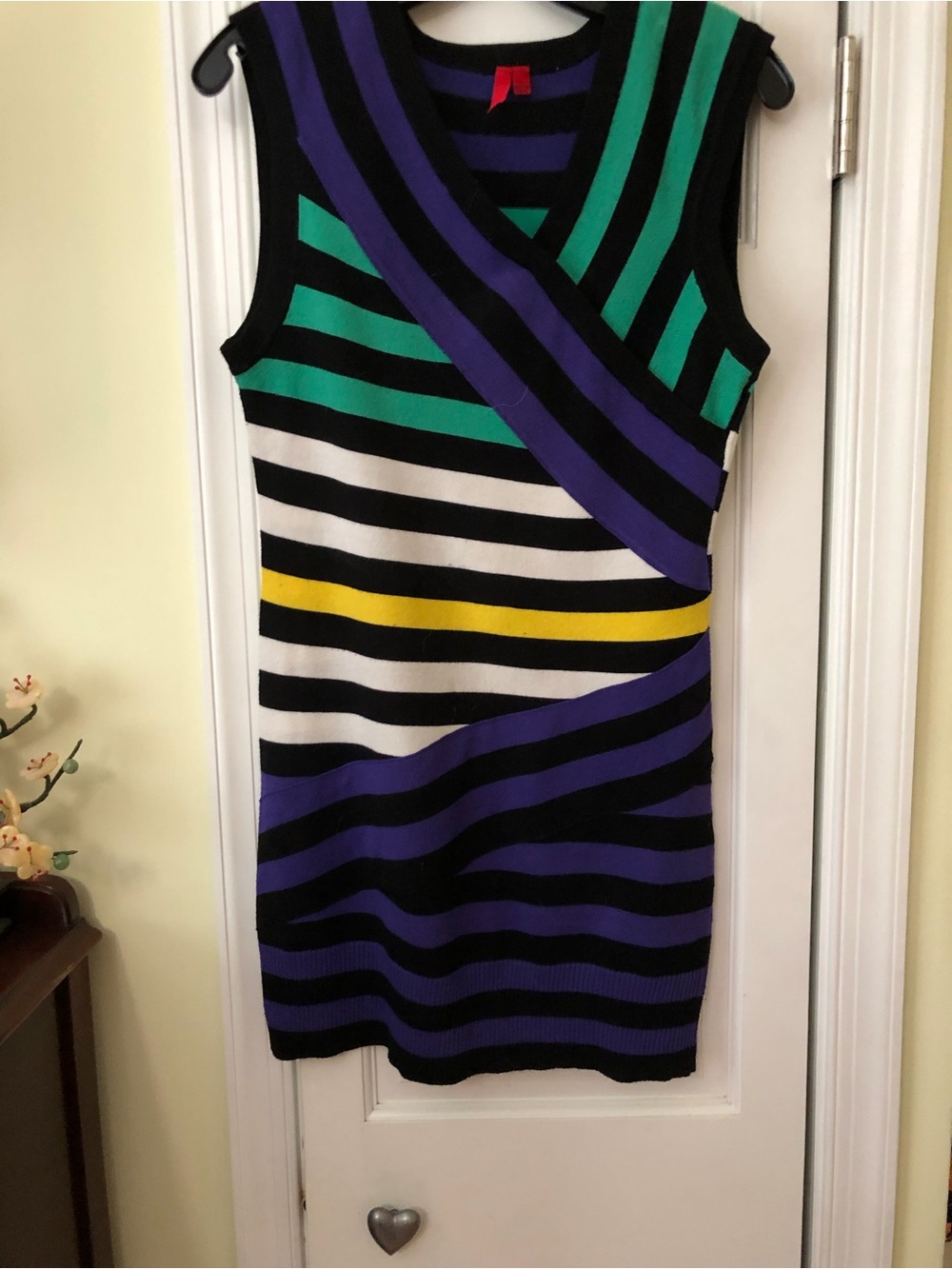 5/48 Sleeveless Striped Knit top/dress in Black, Purple, Green & Yellow